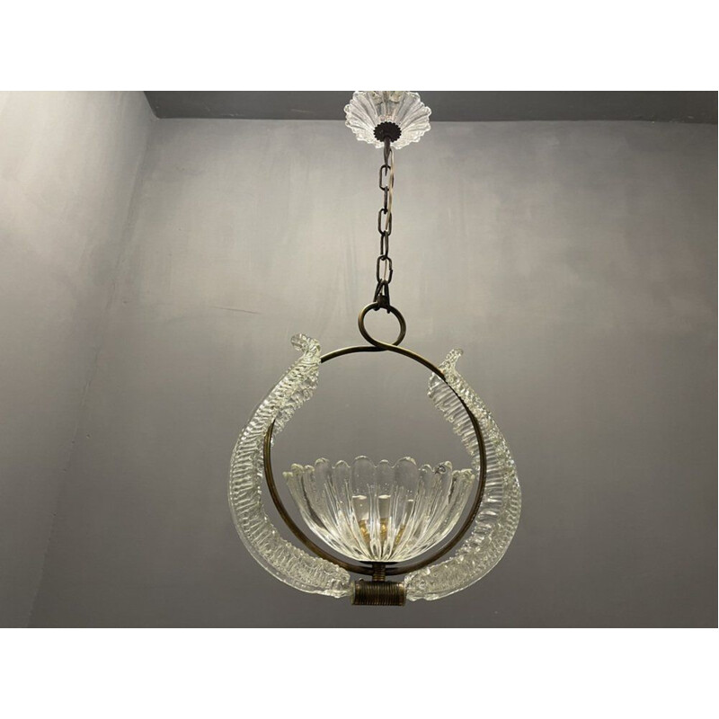 Vintage Italiaanse Murano glazen hanglamp, 1940