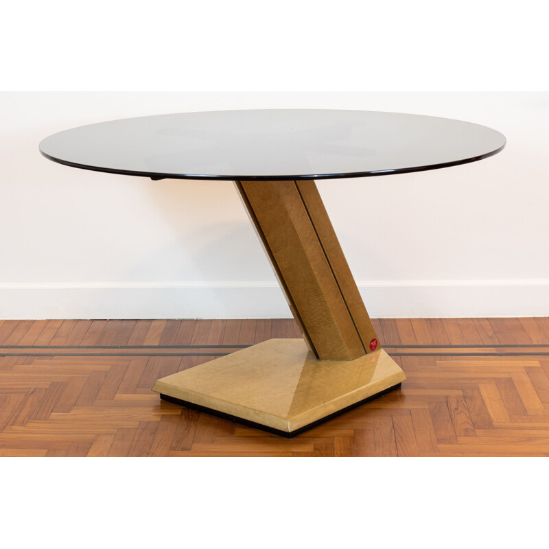 Sunny" vintage table in wood and glass by Giovanni Offredi for Saporiti, Italy 1970