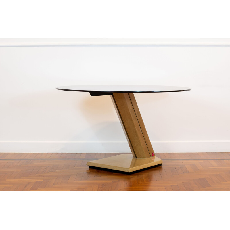 Sunny" vintage table in wood and glass by Giovanni Offredi for Saporiti, Italy 1970