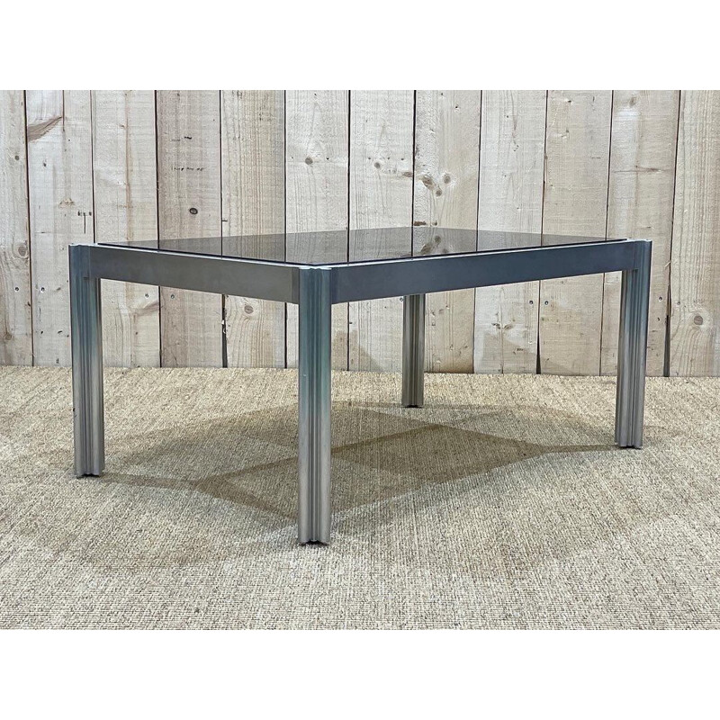 Table basse vintage en aluminium de George Ciancimino, 1970