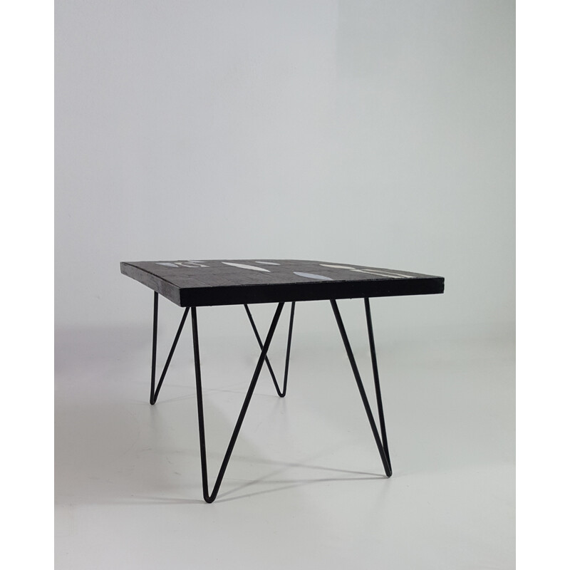 "Navette" coffee table in ceramic and metal - 1950s