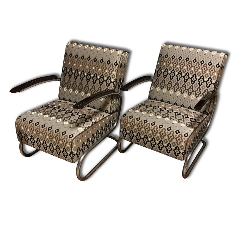 Paire de fauteuils "Cantilever" Mücke-Melder en acier chromé - 1930 