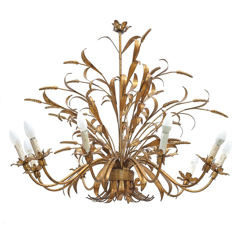 Vintage 10-light wheat sheaf chandelier by Hans Kogl, 1960