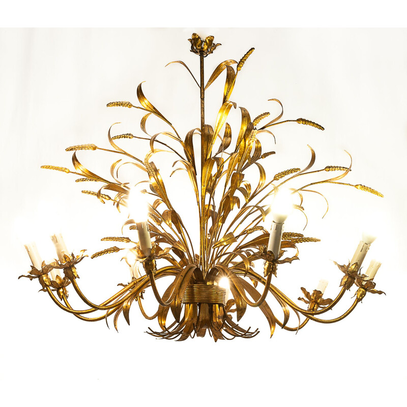 Vintage 10-light wheat sheaf chandelier by Hans Kogl, 1960