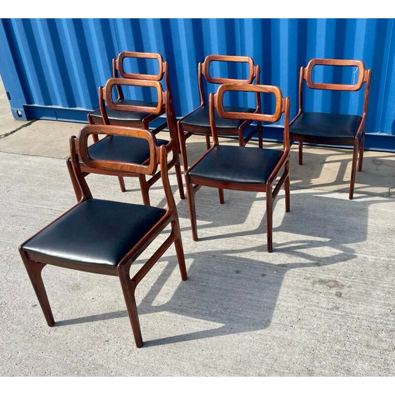 Ensemble de 6 chaises vintage en palissandre par Johannes Andersen pour Uldum Mobelfabrik