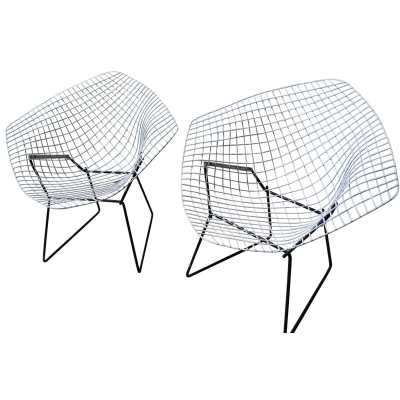 Pair of "little diamond" chairs, Harry BERTOIA - 1970s