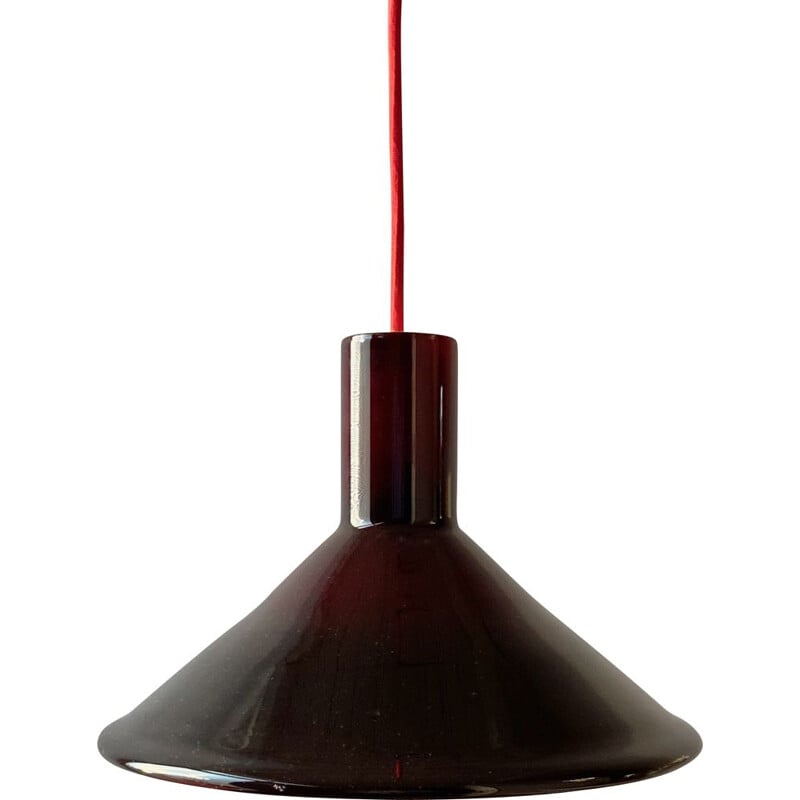 Vintage "P and T" opaline glass pendant lamp by Michael Bang for Holmegaard, Denmark 1970