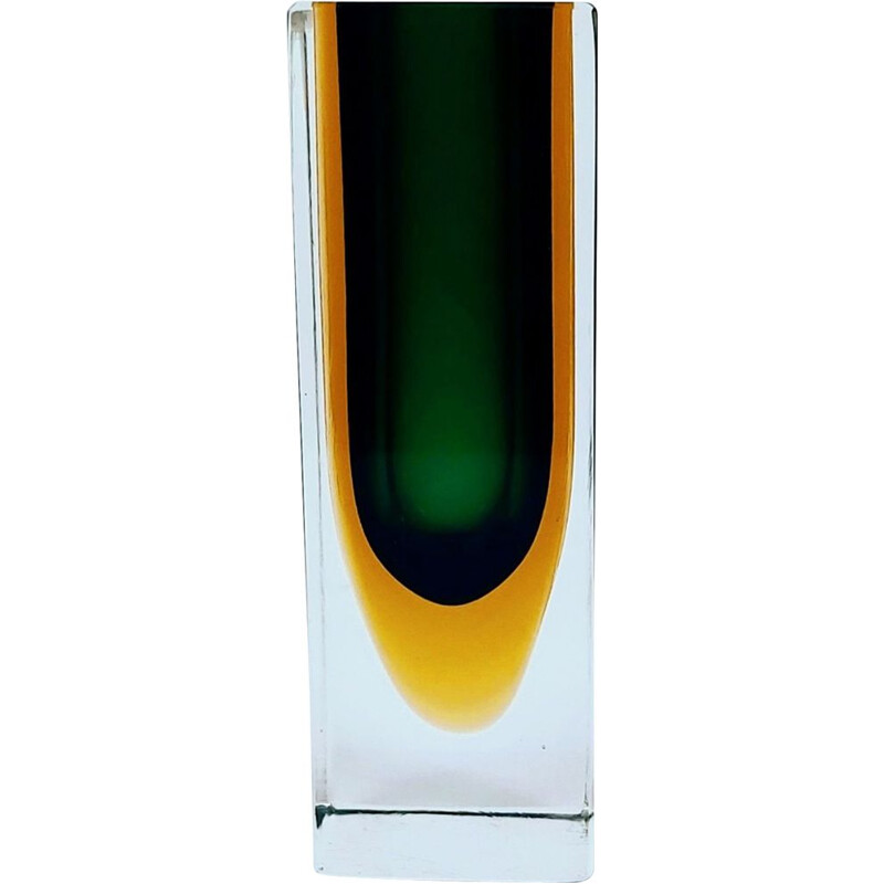 Vase vintage en bloc de verre Sommerso Murano par Flavio Poli pour Alessandro Mandruzzato, Italie 1960