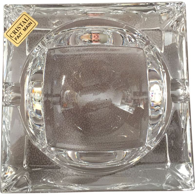 Cendrier vintage en cristal massif, 1960-1970