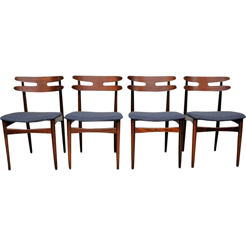 Set of 4 vintage Danish teak dining chairs by Johannes Andersen for Bramin, 1960s