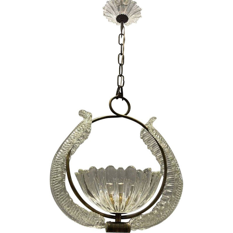 Vintage Italiaanse Murano glazen hanglamp, 1940