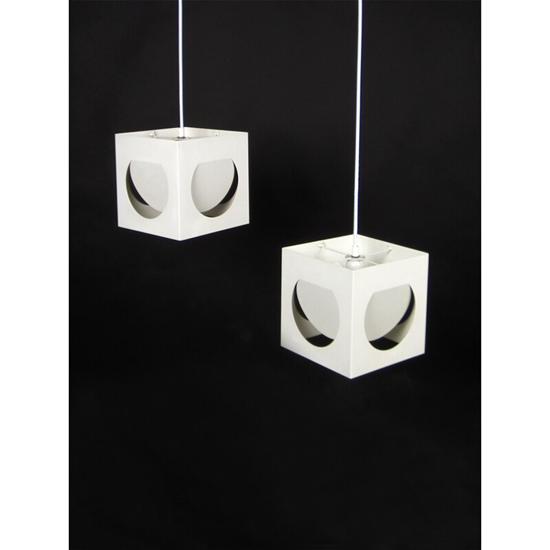 Mid century hanging lamp in white metal, Shogo SUZUKI - 1960s