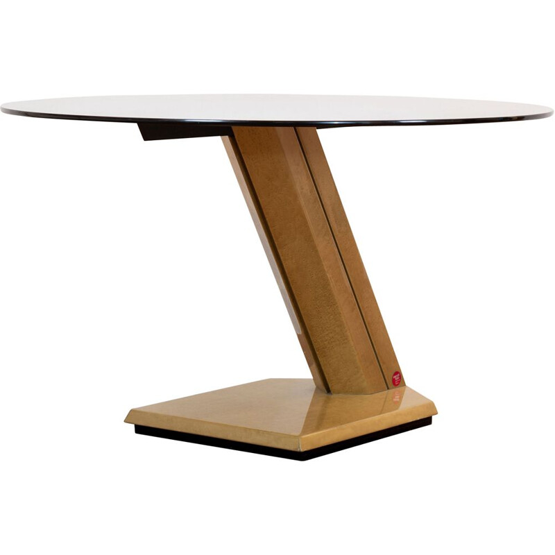 Sunny" vintage table in wood and glass by Giovanni Offredi for Saporiti, Italy 1970