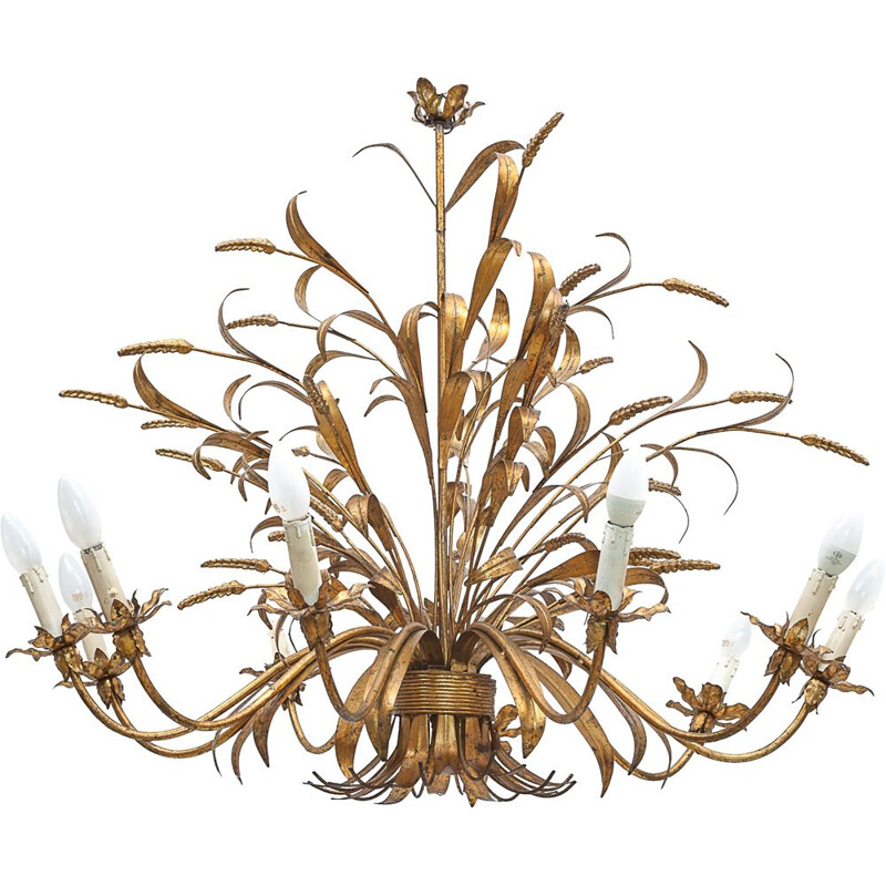 Vintage 10-light wheat sheaf chandelier by Hans Kogl, 1960