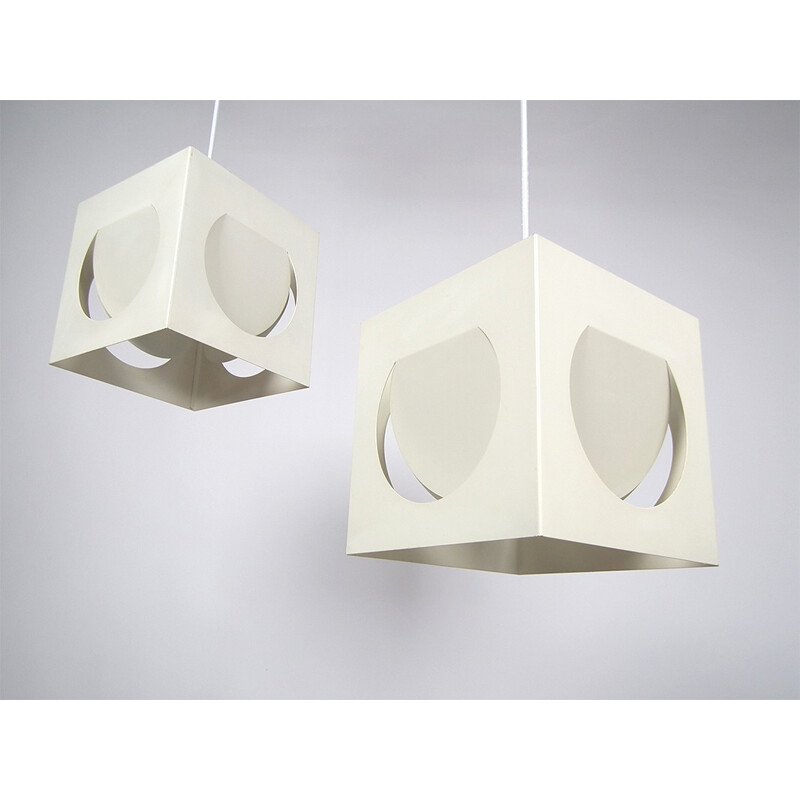 Mid century hanging lamp in white metal, Shogo SUZUKI - 1960s