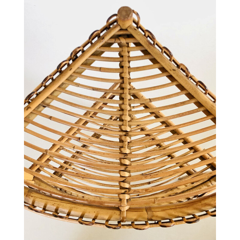 Vintage-Eckregal aus Rattan von Franco Albini für Bonacina, Italien 1960