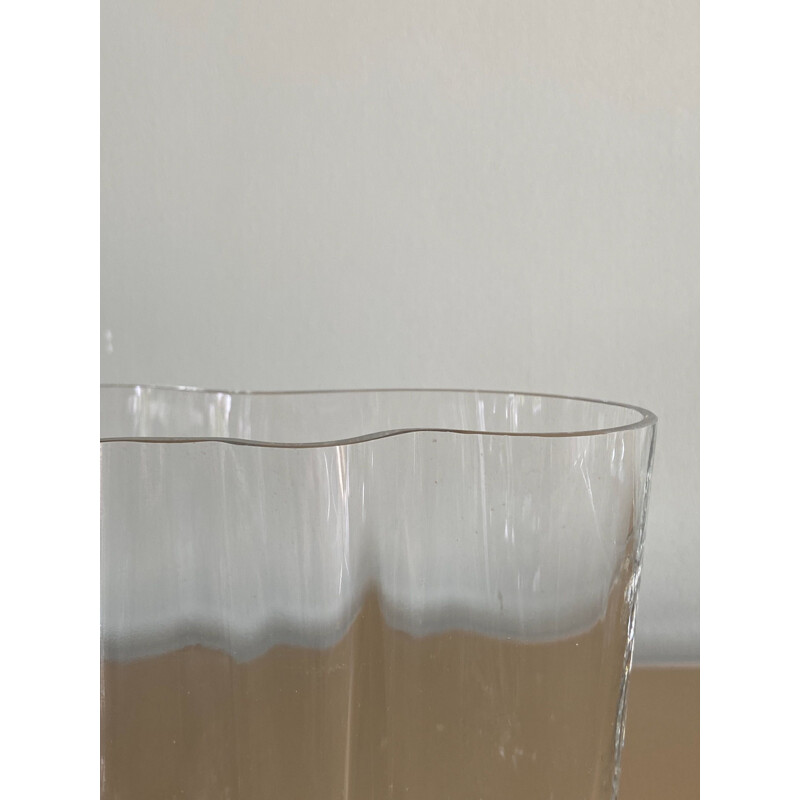 Vintage Savoy vase em vidro transparente 3030 por Alvar Aalto para Iittala, Finlândia