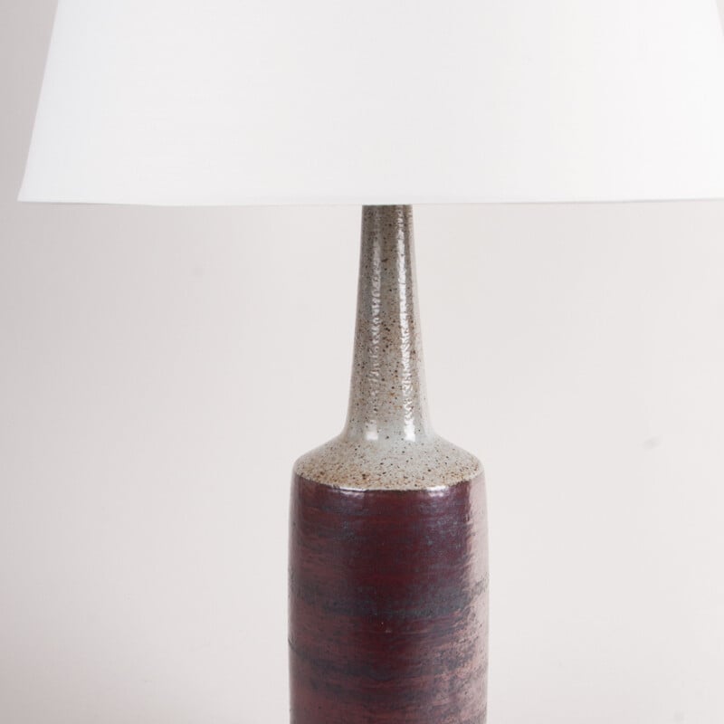 Vintage Burgundy glazed table lamp by Per Linnemann-Schmidt, Denmark 1960s