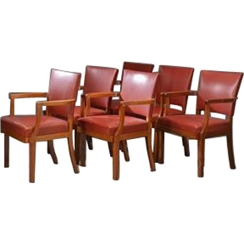 Set of 6 Rud Rasmussen "Barcelona" armchairs in mahogany - 1930s