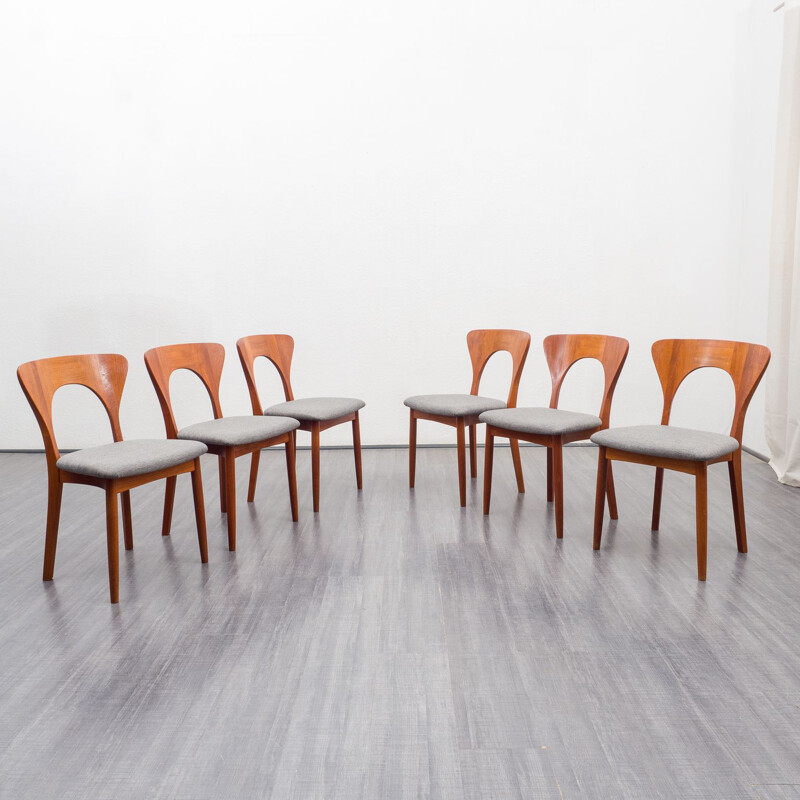 Set of 6 vintage teak dining chairs by Niels Koefoed for Koefoeds Hornslet, Denmark 1970s