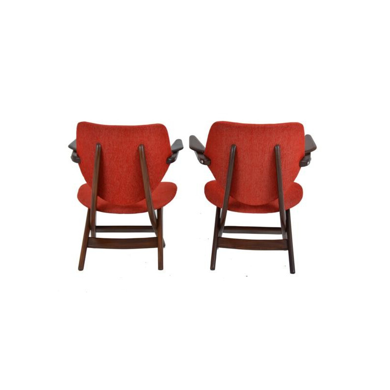 Pair of "Pelican" armchairs in teak and fabric, Louis VAN TEEFELEN - 1960s