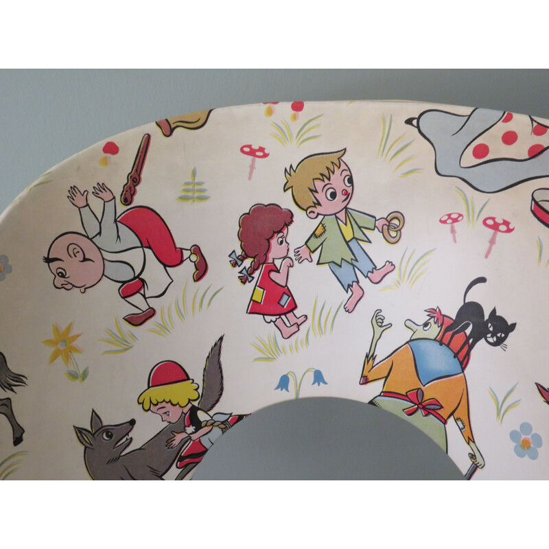 Silla infantil vintage con funda de skai de cuento, 1950