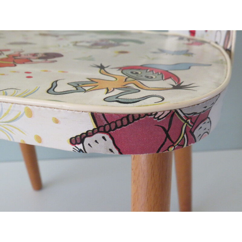 Vintage children's chair with fairytale skai upholstery, 1950s