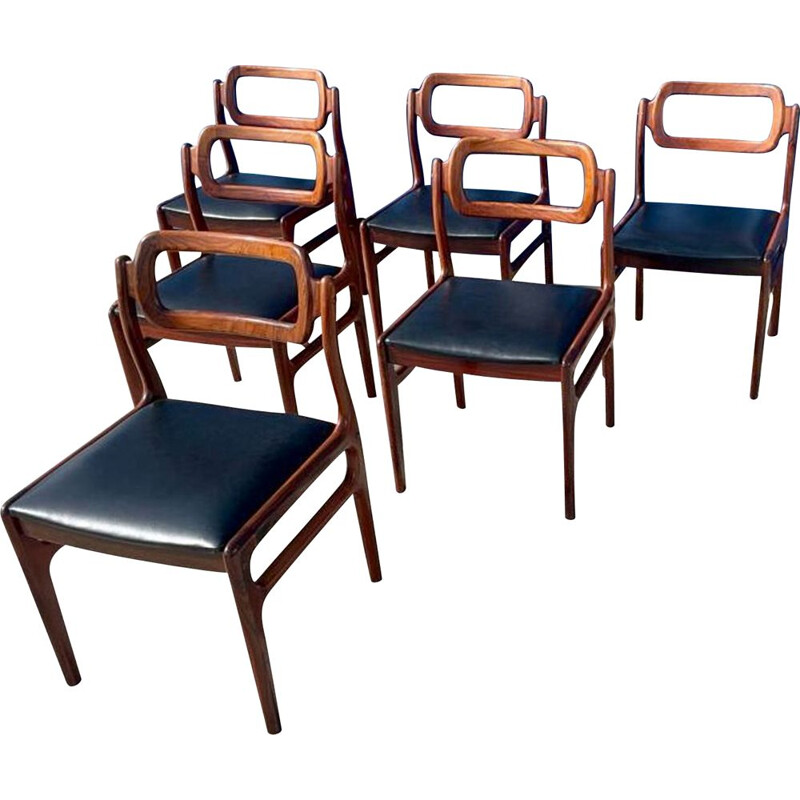 Set aus 6 Vintage-Stühlen aus Palisanderholz von Johannes Andersen für Uldum Mobelfabrik