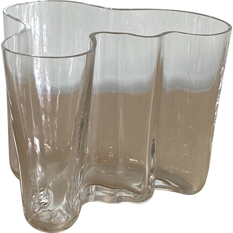 Vintage Savoy vase em vidro transparente 3030 por Alvar Aalto para Iittala, Finlândia