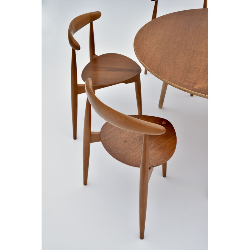 Conjunto de refeições de teca Vintage de Hans Wegner Heart para Fritz Hansen, 1950