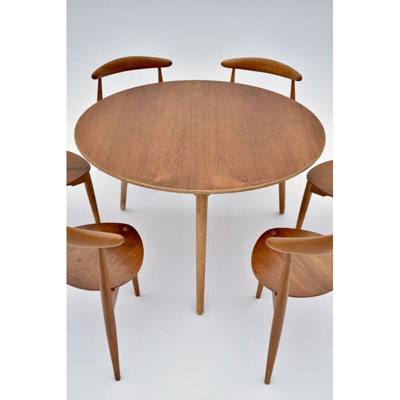 Vintage teakhouten eetset van Hans Wegner Heart voor Fritz Hansen, 1950