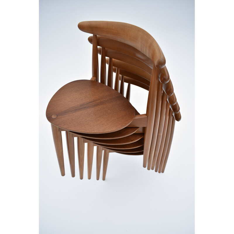 Vintage Teakholz Essgruppe von Hans Wegner Heart für Fritz Hansen, 1950