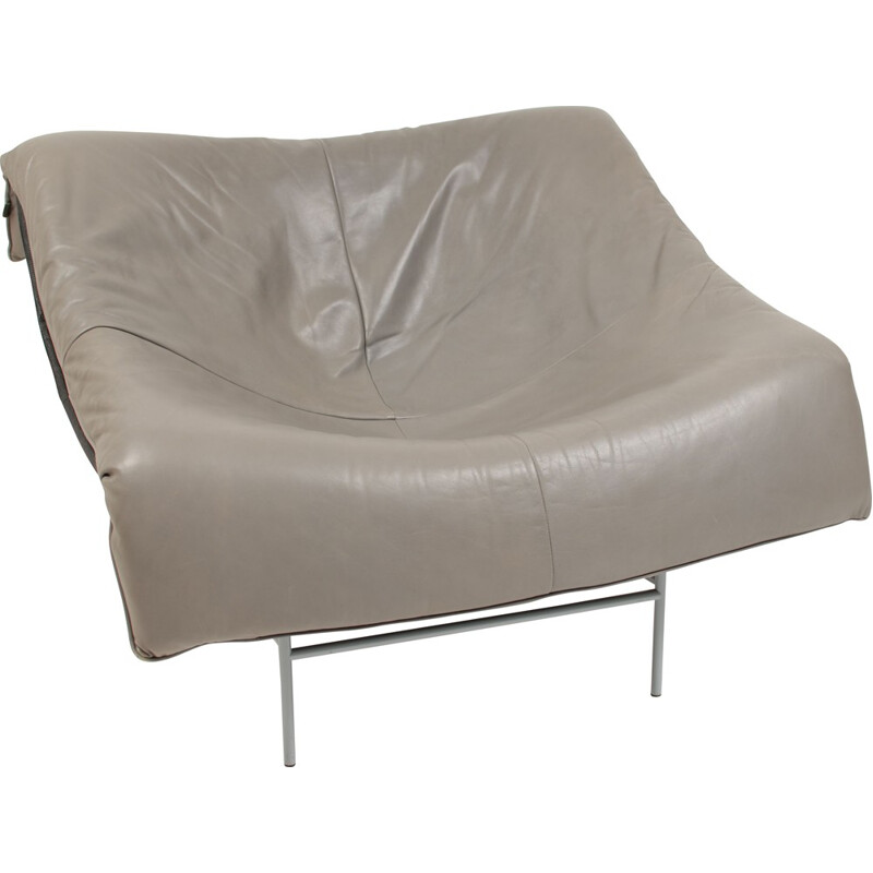 Butterfly lounge chair in grey leather, Gerard VAN DEN BERG - 1980s