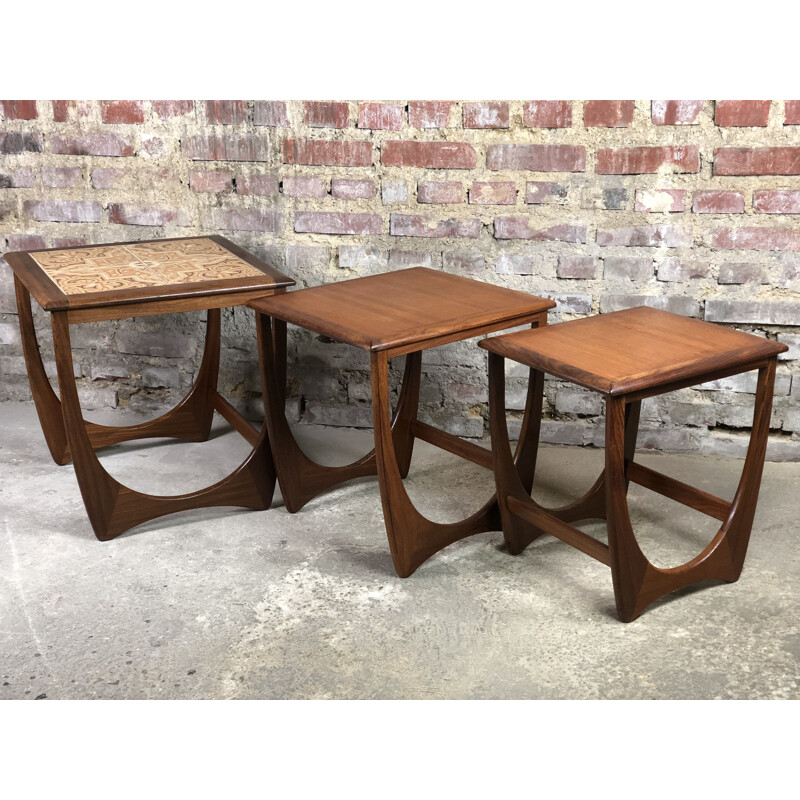 Set of 3 vintage teak tables by Victor Wilkins, 1960s