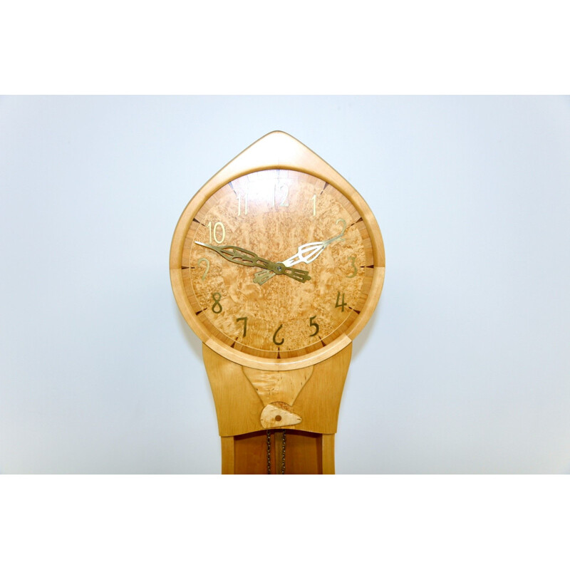 Vintage-Uhr aus Birkenholz, 1960