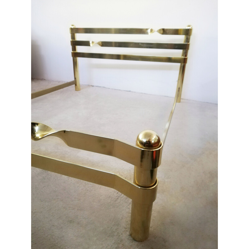 Vintage double bed in brass plated metal, 1970s