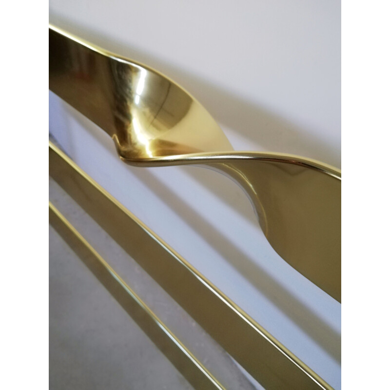 Vintage double bed in brass plated metal, 1970s