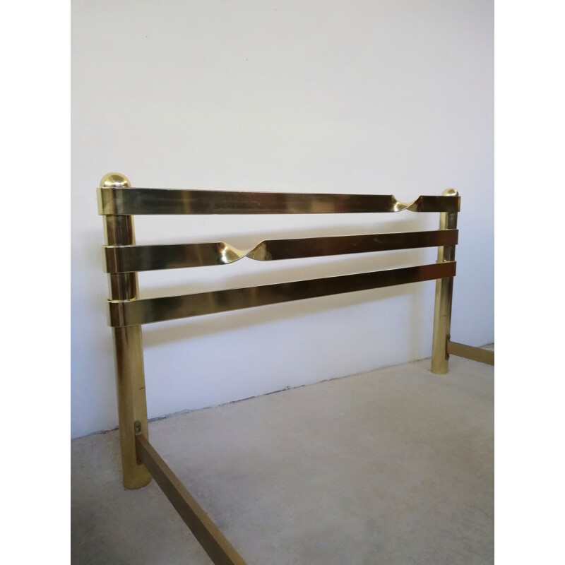 Vintage double bed in brass plated metal, 1970s