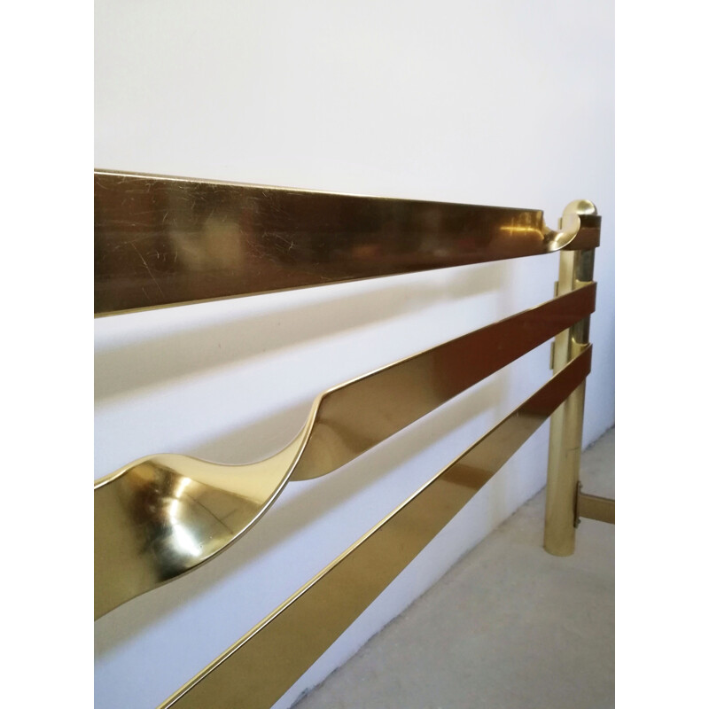 Vintage double bed in brass plated metal, 1970s