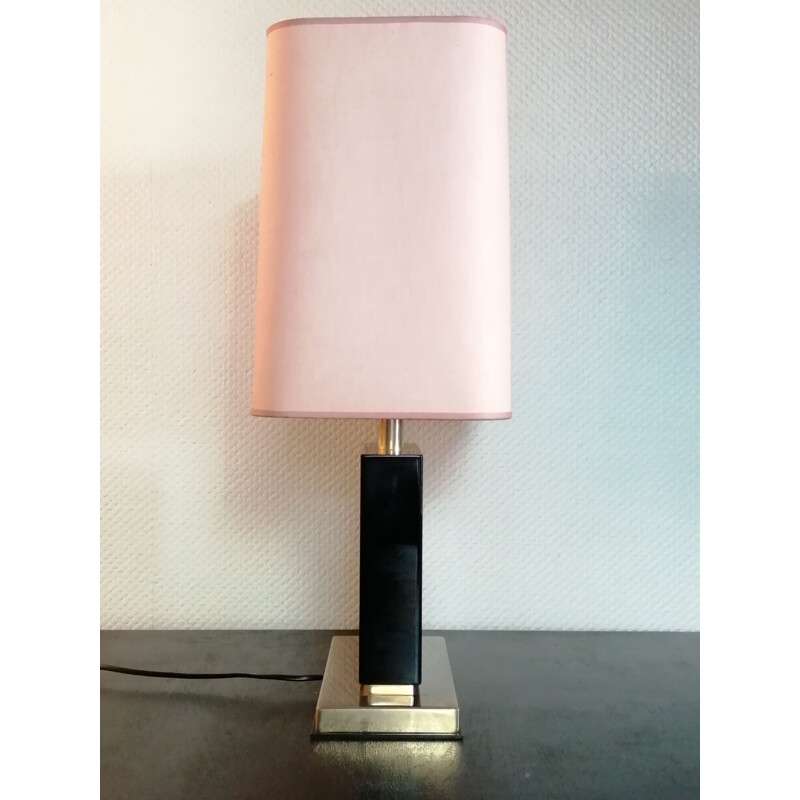 Vintage lamp in lacquered wood by Jean Claude Mahey for Maison Romeo, 1970