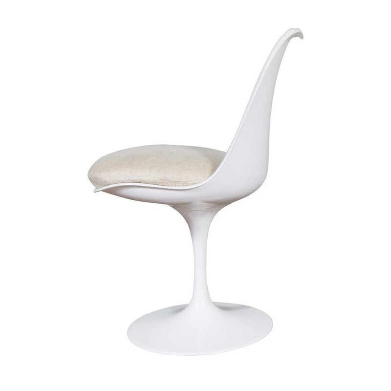 Chaise "Tulip" Knoll en fibre de verre et tissu beige, Eero SAARINEN - 1950