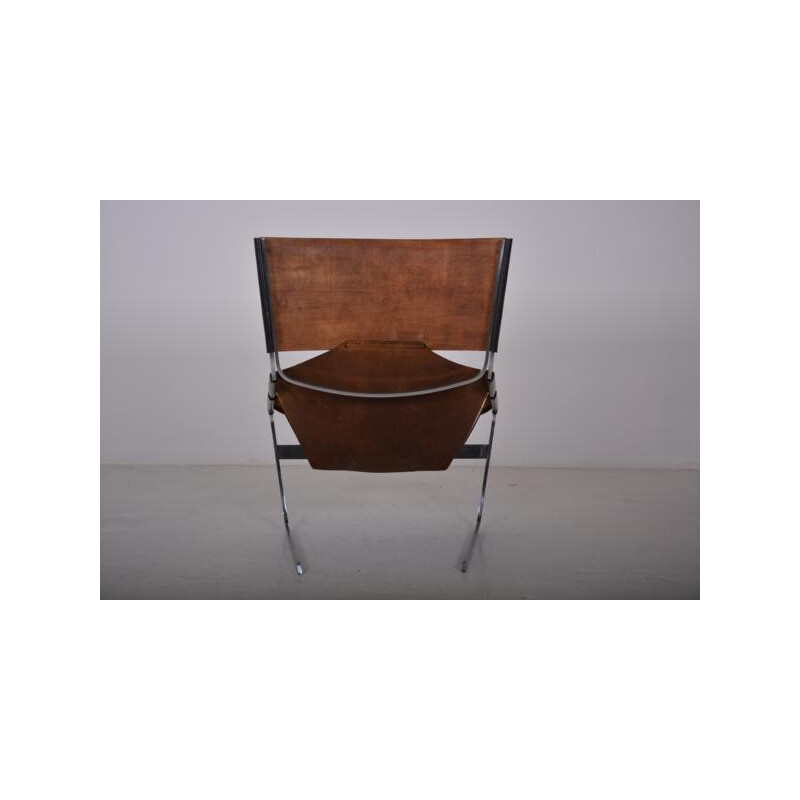 "F444" armchair in black leather, Pierre PAULIN - 1960s