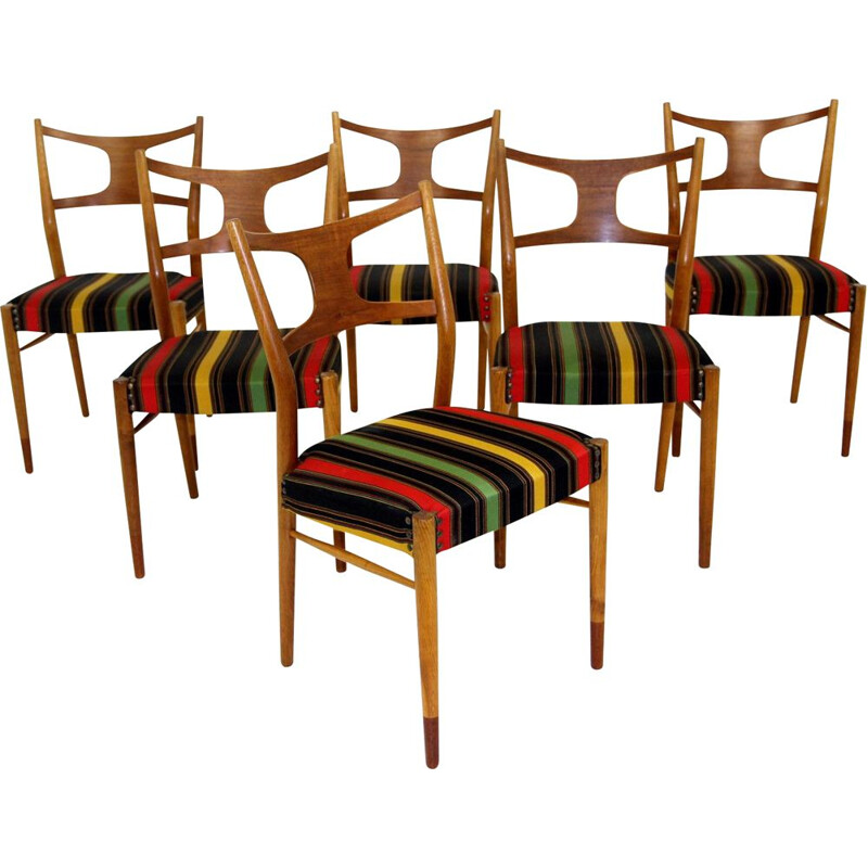 Ensemble de 6 chaises vintage en teck, Danemark 1960