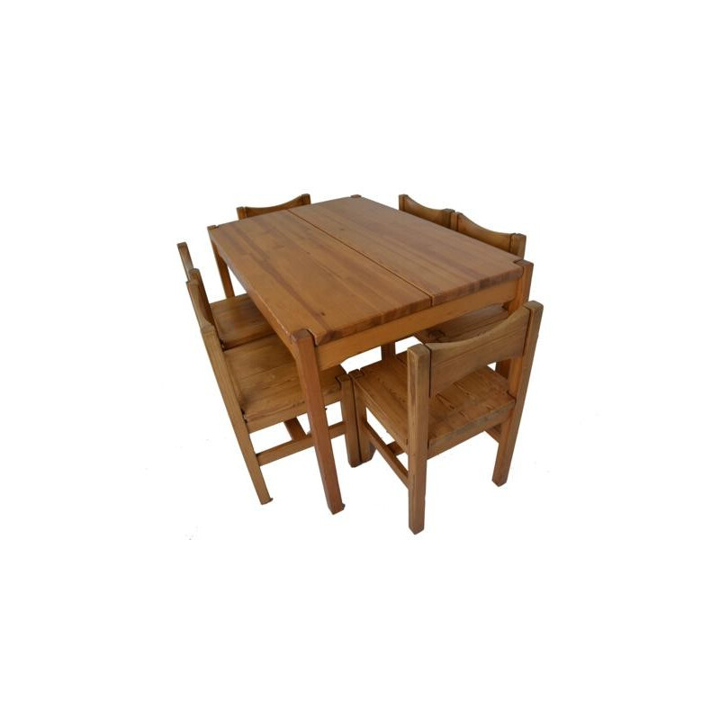 Set of table and 6 chairs in pine, Ilmari TAPIOVAARA - 1960