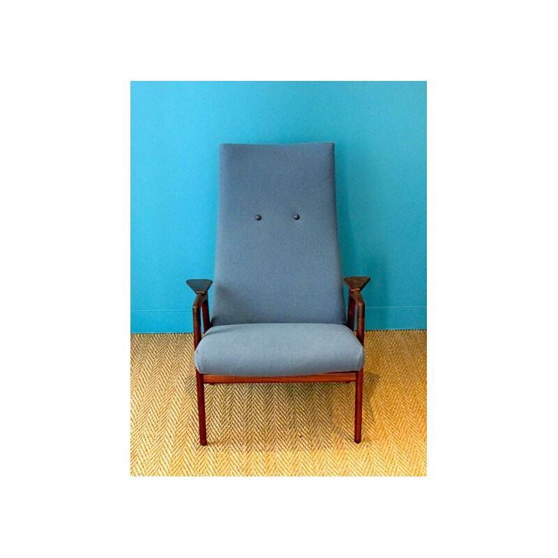 Blue scandinavian easychair, Yngve EKSTROM - 1950s