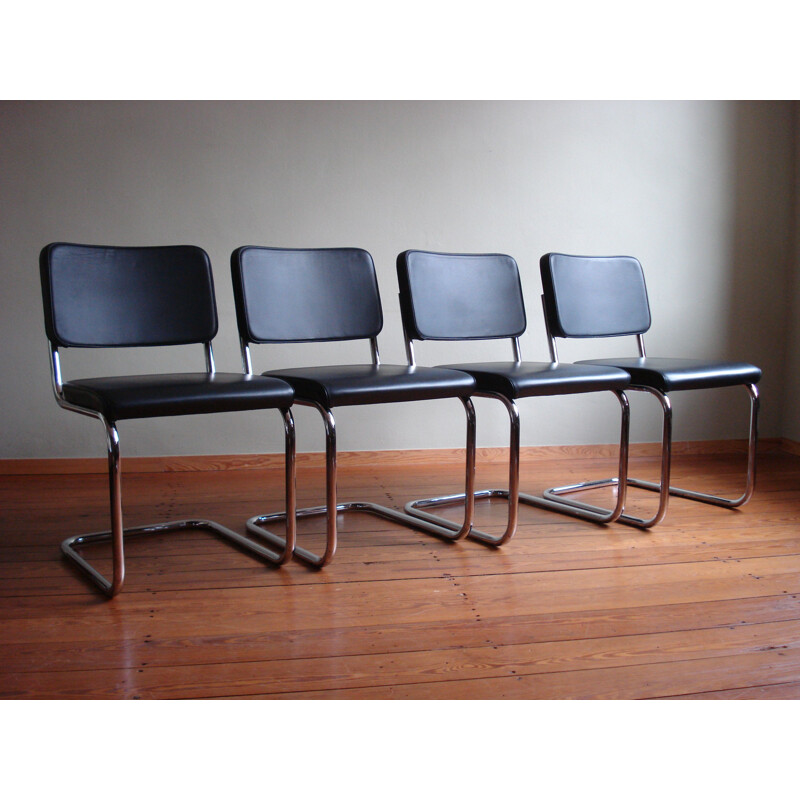Set of 4 vintage armchairs S 32 PV by Marcel Breuer for Thonet