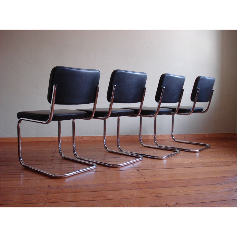 Set van 4 vintage fauteuils S 32 PV van Marcel Breuer voor Thonet
