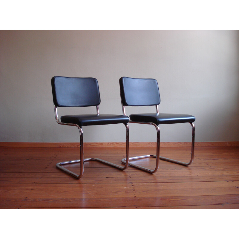 Ensemble de 4 fauteuils vintage S 32 PV de Marcel Breuer pour Thonet
