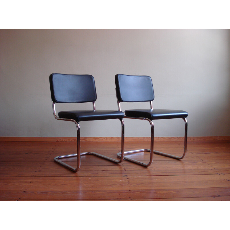 Set of 4 vintage armchairs S 32 PV by Marcel Breuer for Thonet