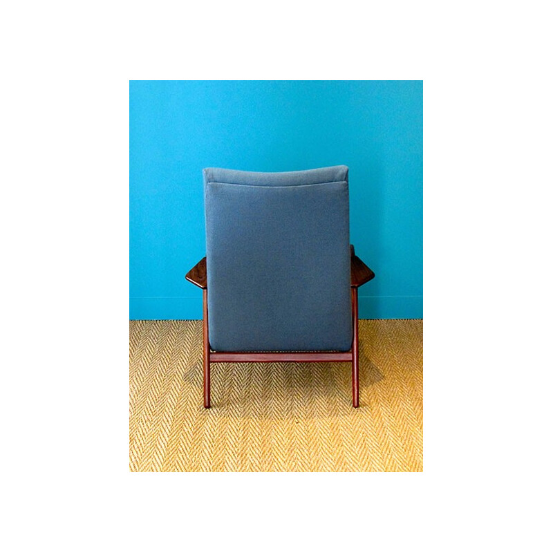 Blue scandinavian easychair, Yngve EKSTROM - 1950s